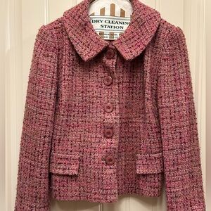 Talbots Cozy Pink Tweed Women's Blazer, 4P